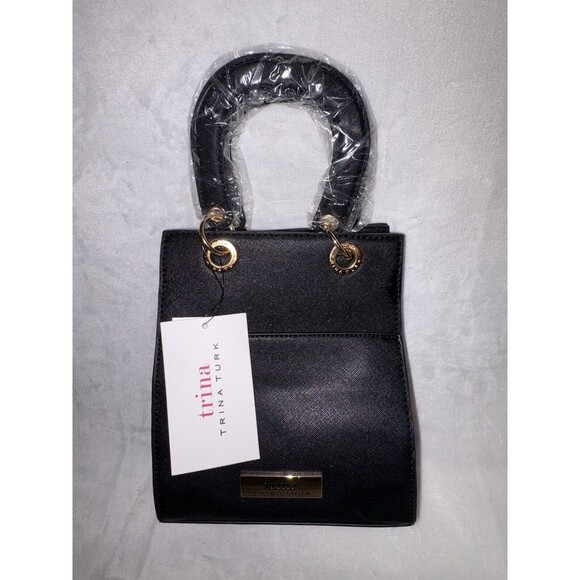 TRINA TURK Double Handle Crossbody BLACK w/ Front Slip Pocket TTT-2011 NWT - Picture 1 of 10